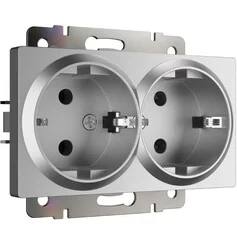 Werkel W1172065  Розетка двойная с заземлением (серебряный матовый)