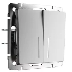 Werkel W1122165  Выключатель двухклавишный проходной с подсветкой (серебряный матовый)