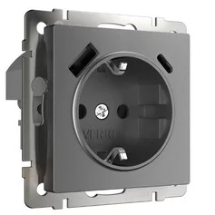 Werkel W1171764  Розетка с заземлением, шторками и USB тип A+C  (графит матовый)