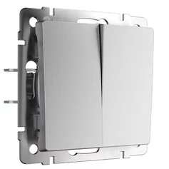 Werkel W1122065  Выключатель двухклавишный проходной (серебряный матовый)