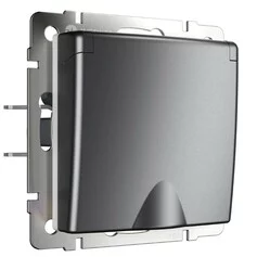 Werkel W1171264  Розетка влагозащ. с зазем. с защит. крышкой и шторками (графит матовый)