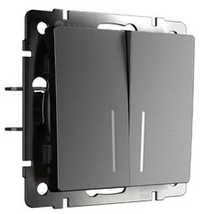 Werkel W1122164  Выключатель двухклавишный проходной с подсветкой (графит матовый)