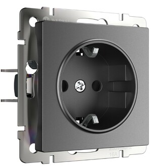 Werkel W1171164  Розетка с заземлением и шторками (графит матовый)