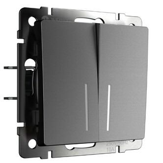 Werkel W1122164  Выключатель двухклавишный проходной с подсветкой (графит матовый)