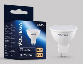 VOLTEGA Светодиодная лампа Ультра Стандарт MR16 8Вт 2700K 38° GU5.3 (3105)