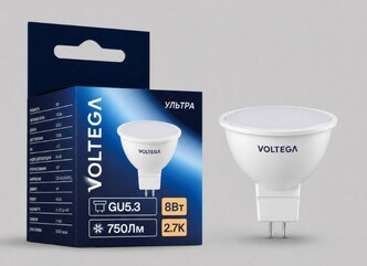 VOLTEGA Светодиодная лампа Ультра Стандарт MR16 8Вт 2700K 100° GU5.3 (3107)