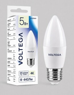 VOLTEGA Светодиодная лампа Базовая Стандарт Свеча 5Вт 4000K E27 (3218)