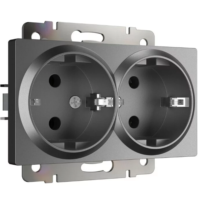 Werkel W1172064  Розетка двойная с заземлением (графит матовый)