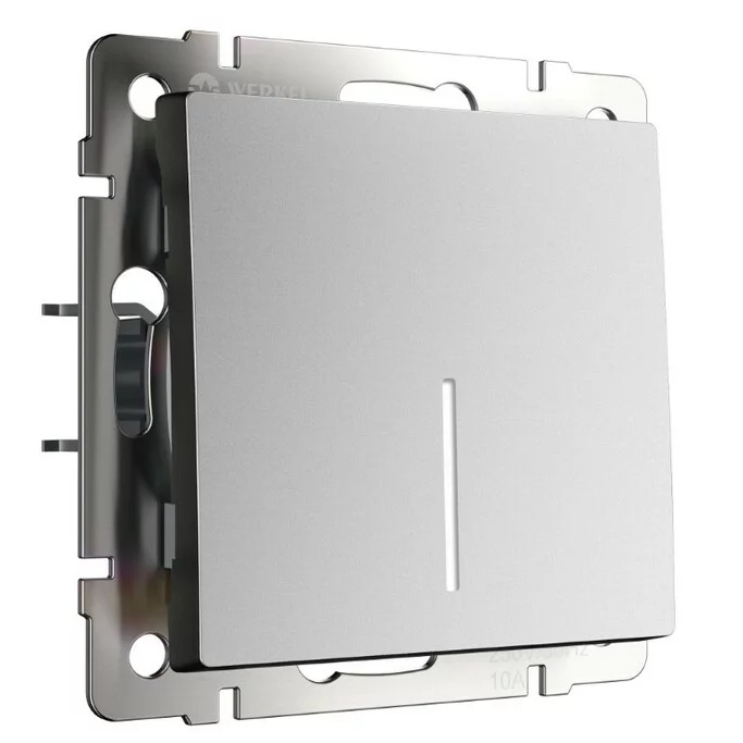 Werkel W1112165  Выключатель одноклавишный проходной с подсветкой (серебряный матовый)