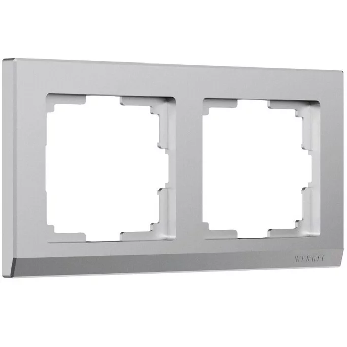 Werkel W0021865  Рамка на 2 поста Stark (серебряный матовый)