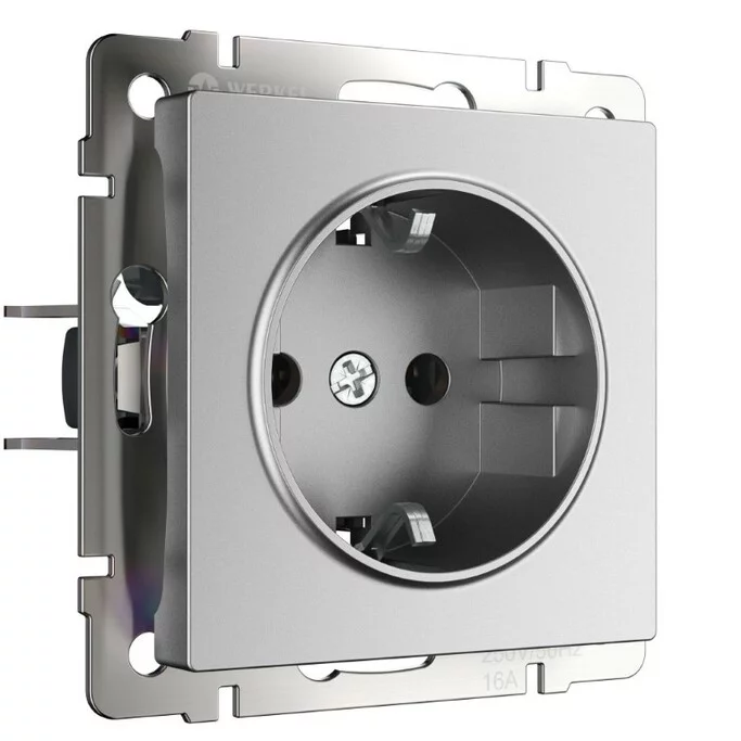 Werkel W1171065  Розетка с заземлением (серебряный матовый)