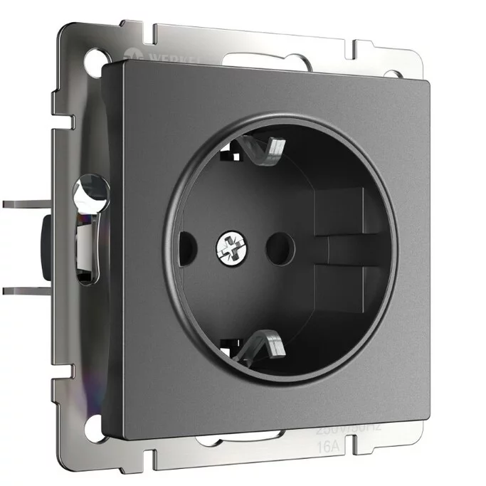 Werkel W1171164  Розетка с заземлением и шторками (графит матовый)