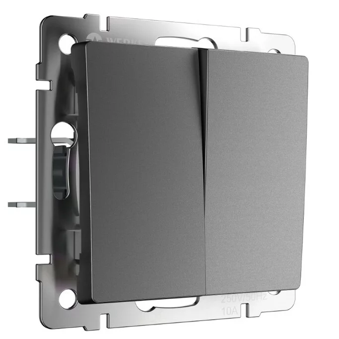 Werkel W1122064  Выключатель двухклавишный проходной (графит матовый)