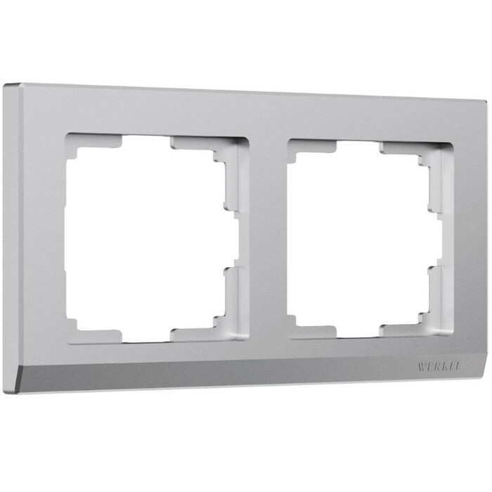 Werkel W0021865  Рамка на 2 поста Stark (серебряный матовый)