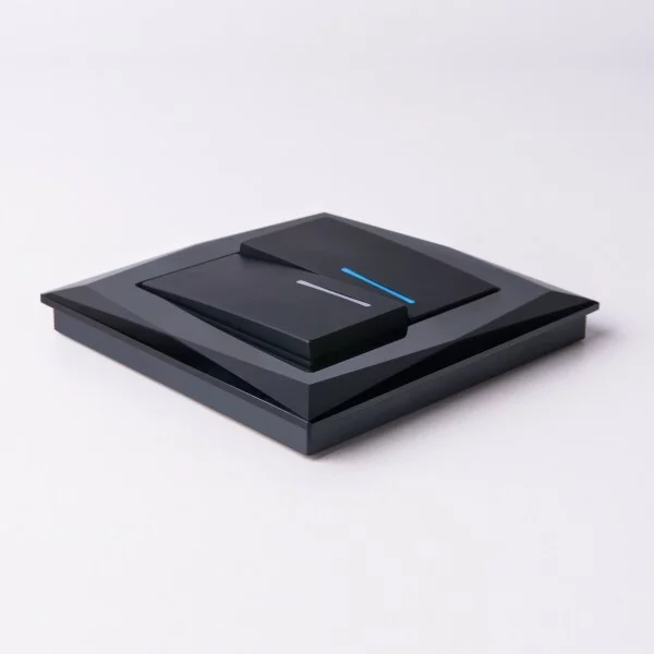 Werkel W1122108  Выключатель двухклавишный проходной с подсветкой (черный матовый)