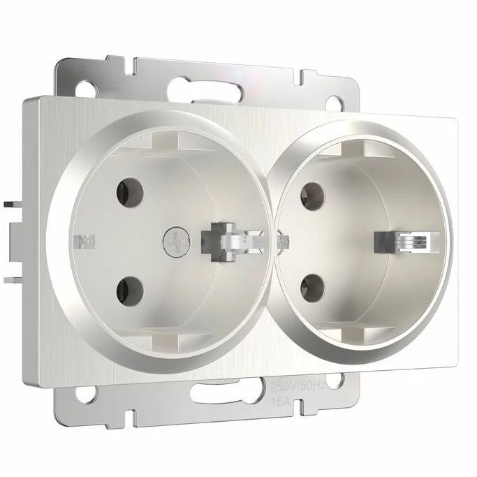 Werkel W1172013  Розетка двойная с заземлением (перламутровый рифленый)