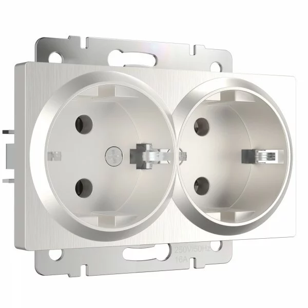 Werkel W1172013  Розетка двойная с заземлением (перламутровый рифленый)