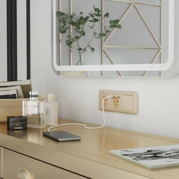 Werkel W1112010  Выключатель одноклавишный проходной (шампань рифленый)