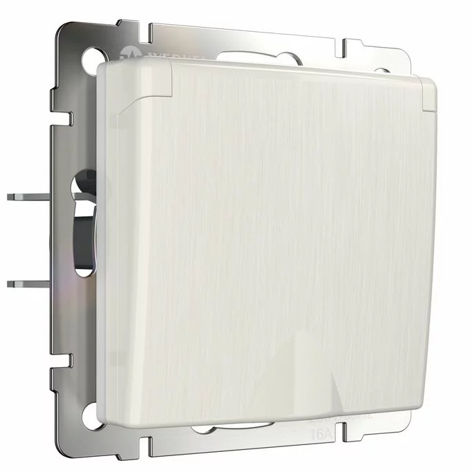 Werkel W1171213  Розетка влагозащ. с зазем. с защит. крышкой и шторками (перламутровый рифленый)