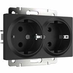 Werkel W1172008  Розетка двойная с заземлением (черный матовый)