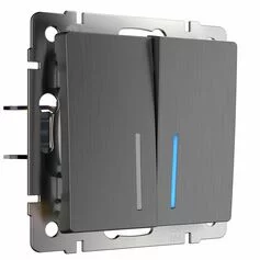 Werkel W1120104  Выключатель двухклавишный с подсветкой (графит рифлен