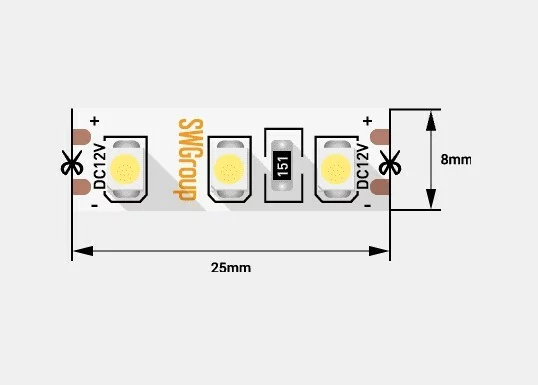 Лента св д SWG SWG3120-12-9.6-NW-M стандарт 3528  нейтральный белый ЦЕНА ЗА 1м