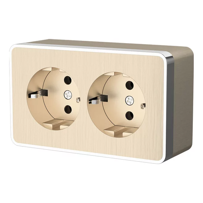 Werkel W5072110  Розетка двойная с заземлением Gallant (шампань рифлен