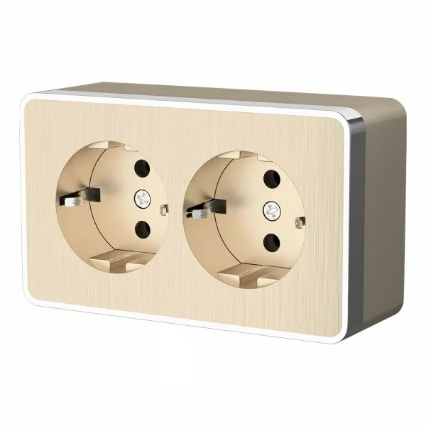 Werkel W5072110  Розетка двойная с заземлением Gallant (шампань рифлен