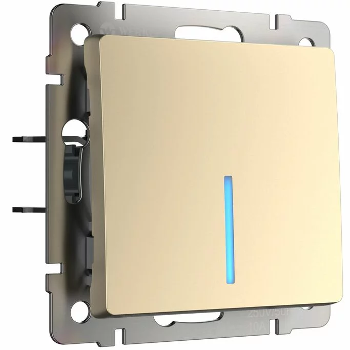 Werkel W1110111  Выключатель одноклавишный с подсветкой (шампань)