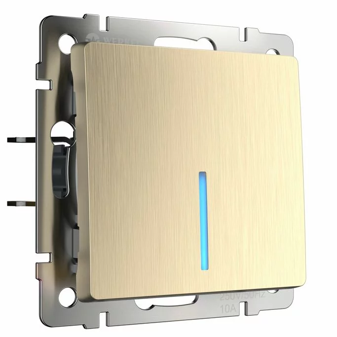 Werkel W1112110  Выключатель одноклавишный проходной с подсветкой (шампань