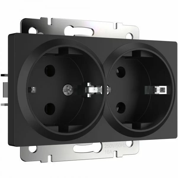 Werkel W1172008  Розетка двойная с заземлением (черный матовый)