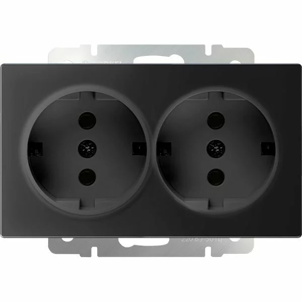 Werkel W1172008  Розетка двойная с заземлением (черный матовый)