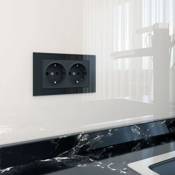 Werkel W1172008  Розетка двойная с заземлением (черный матовый)