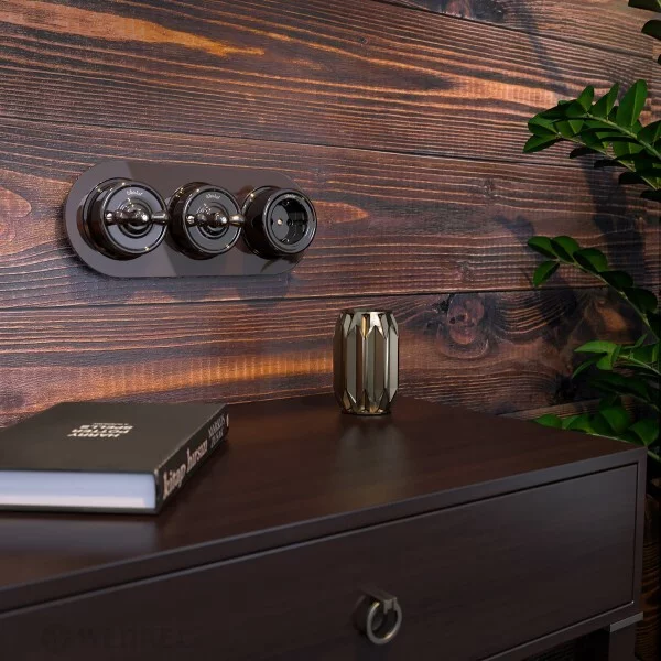 Werkel W5620014  Выключатель на 4 положения двухклавишный (коричневый)