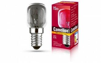 Camelion лампа накаливания для духовок (+300°) E14 15W 220V прозрачная 15 PT CL E14