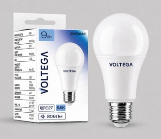 VOLTEGA Светодиодная лампа Базовая Стандарт Шар 9Вт 6500K E27 (3283)