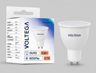 VOLTEGA Светодиодная лампа Базовая Стандарт MR16 10Вт 2700K 100° GU10 (3239)