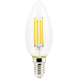 Лампа ECOLA N4QV60ELC свеча E14 6W 4000K филамент нитевидная прозр. 96х37