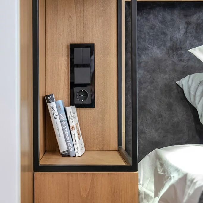 Werkel W1122008  Выключатель двухклавишный проходной (черный матовый)