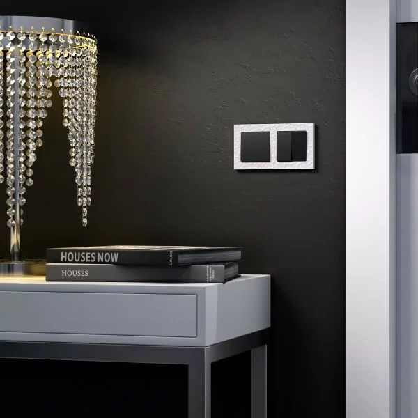 Werkel W1122008  Выключатель двухклавишный проходной (черный матовый)