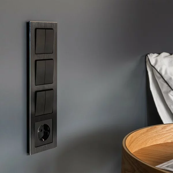 Werkel W1122008  Выключатель двухклавишный проходной (черный матовый)