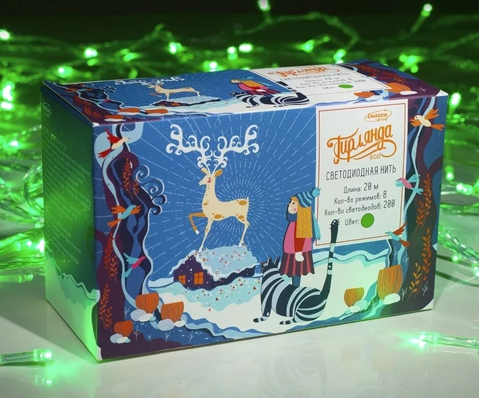 Гирлянда НИТЬ, 20 м, Н.С. LED-200-220V, 8 режимов, ЗЕЛЕНЫЙ 3556809