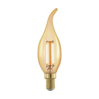 EGLO Лампа светодиодная филаментная диммируемая "Свеча на ветру", 4W (E14), 1700K, 320lm, золотая