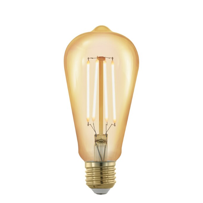 EGLO Лампа светодиодная филаментная диммируемая ST64, 4W (E27), 1700K, 320lm, золотая