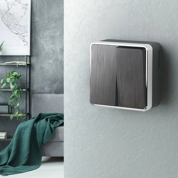 Werkel W5020004  Выключатель двухклавишный Gallant (графит рифленый)