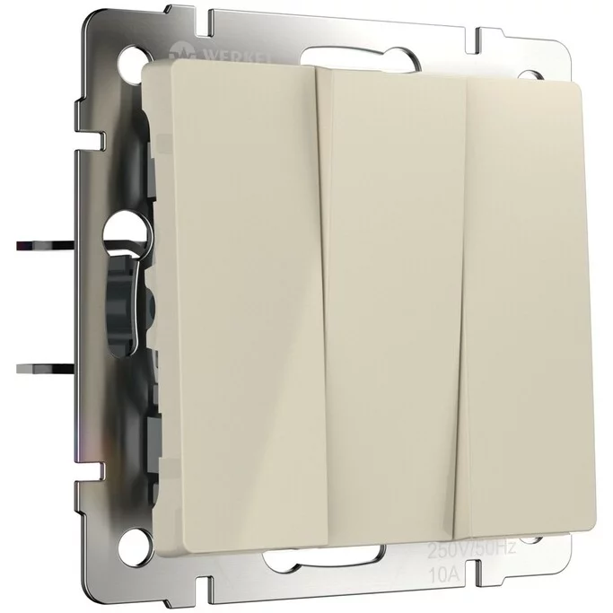 Werkel W1130003  Выключатель трехклавишный (слоновая кость)