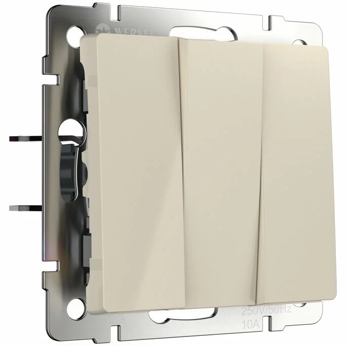 Werkel W1130003  Выключатель трехклавишный (слоновая кость)