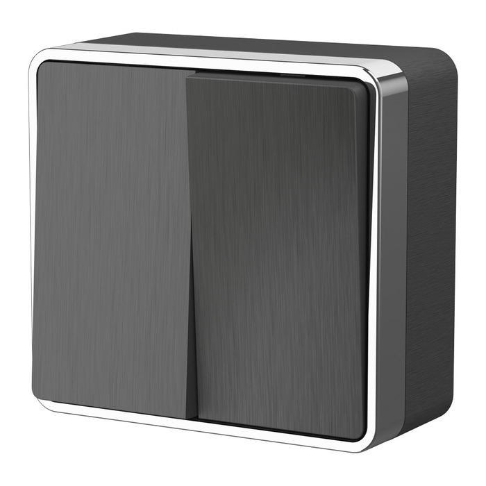 Werkel W5020004  Выключатель двухклавишный Gallant (графит рифленый)