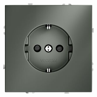 Розетка встраиваемая VOLTUM S70 с заземлением и защитными шторками, 16А, (титан) VLS040206