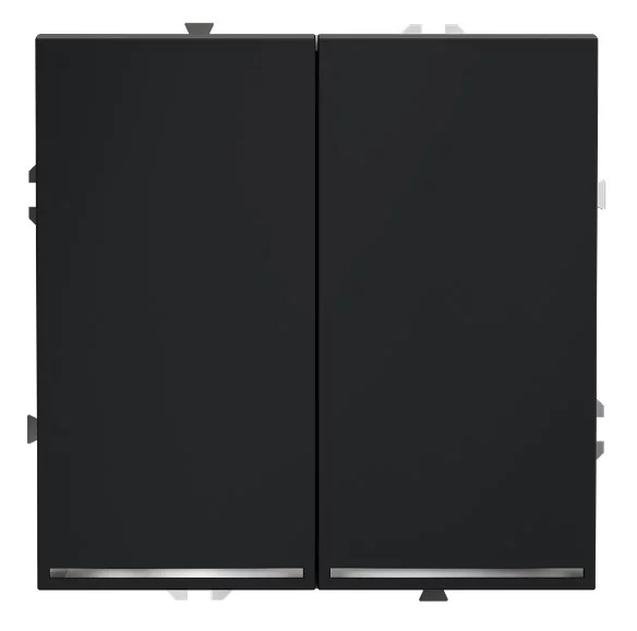 Выключатель встраиваемый VOLTUM S70 двухклавишный с подсветкой 10А, (графит) VLS020207